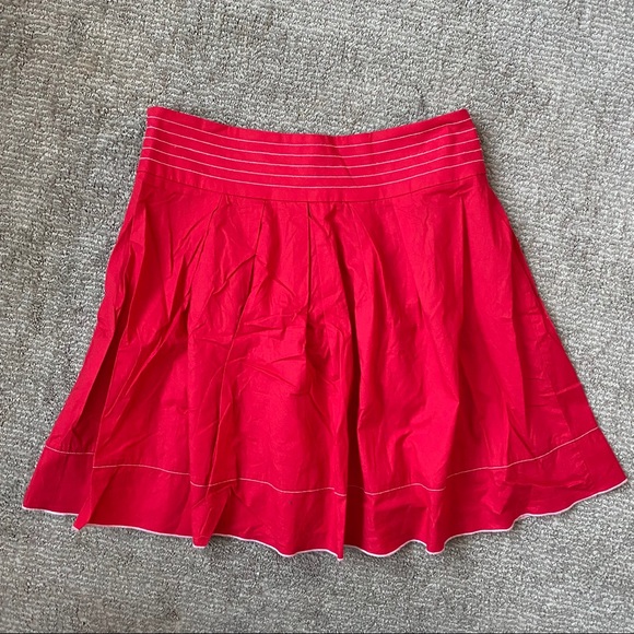 Red A-line skirt with White Trim - Picture 2 of 2